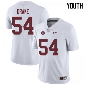 NCAA Youth Alabama Crimson Tide #54 Trae Drake Stitched College 2018 Nike Authentic White Football Jersey HN17B30RV